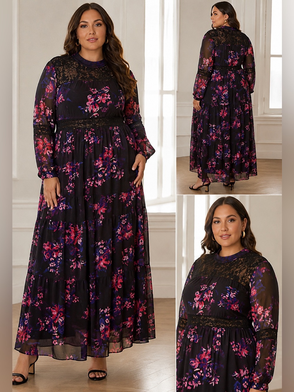 Frock & Frill for Wolf & Badger Floral Lace-Trim Maxi Dress